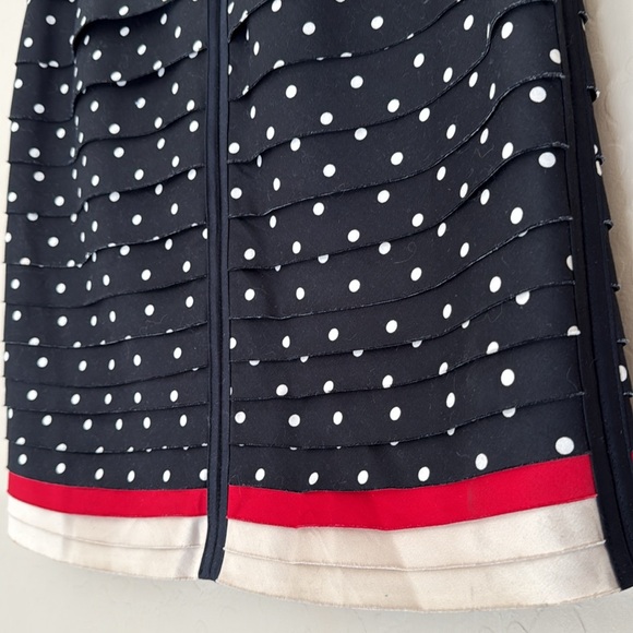 White House Black Market, size 4, black/ white polka dot mini skirt w/ ruffles - Picture 8 of 9
